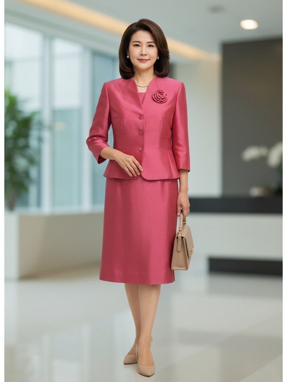 Tahari by Arthur S. Levine 2 Piece Vibrant Pink Size 10 Skirt Suit